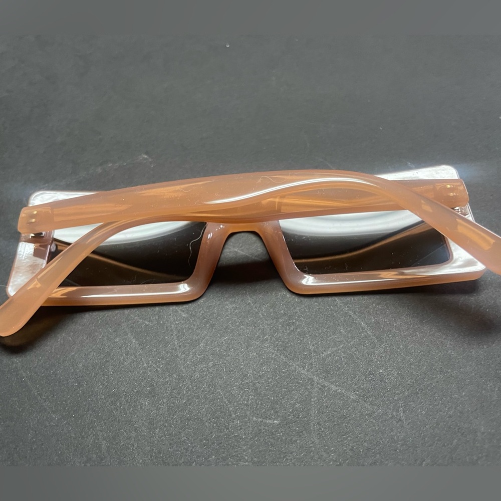 Retro Rectangle Sunglasses Narrow Square Nude Gla… - image 5